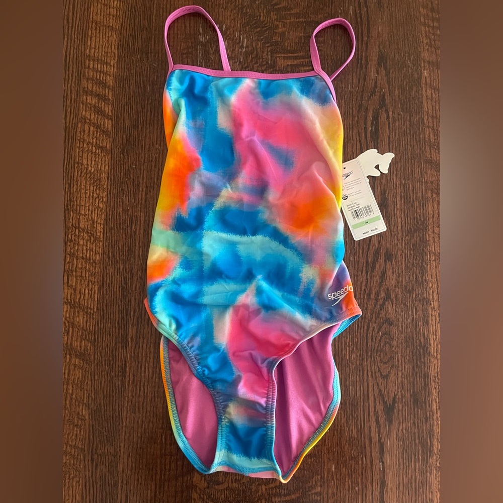 Speedo Girls One-Piece Swimsuit in Blue, Pink, Orange, Yellow